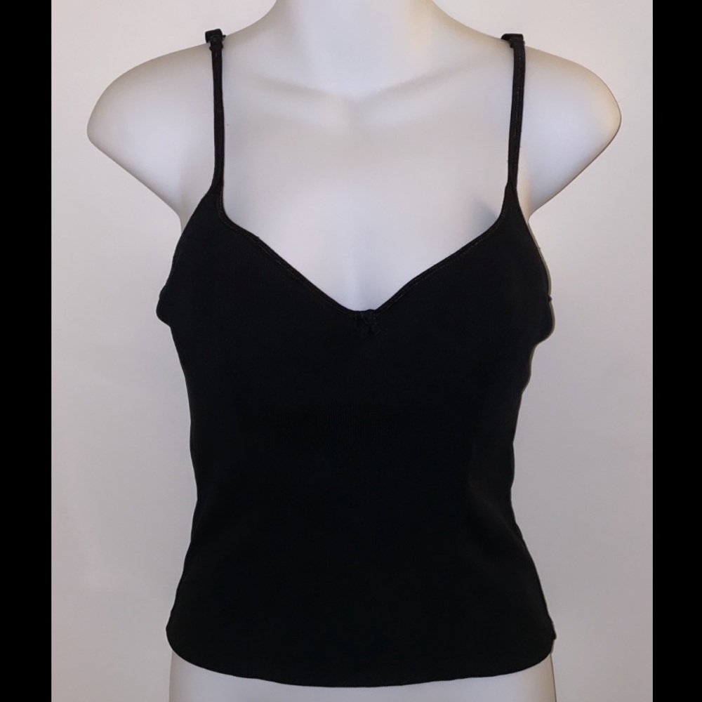 Black Ribbed Tank with Built in Bra